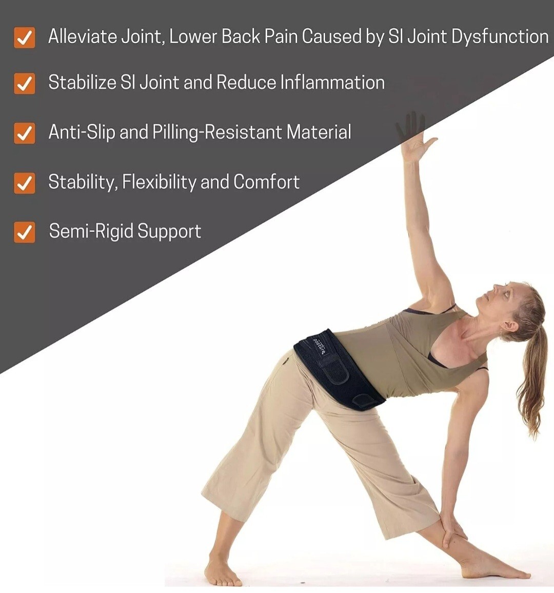 Sacroiliac Hip Belt for Women and Men That Regular (Hip Size 32″- 45″) Black New