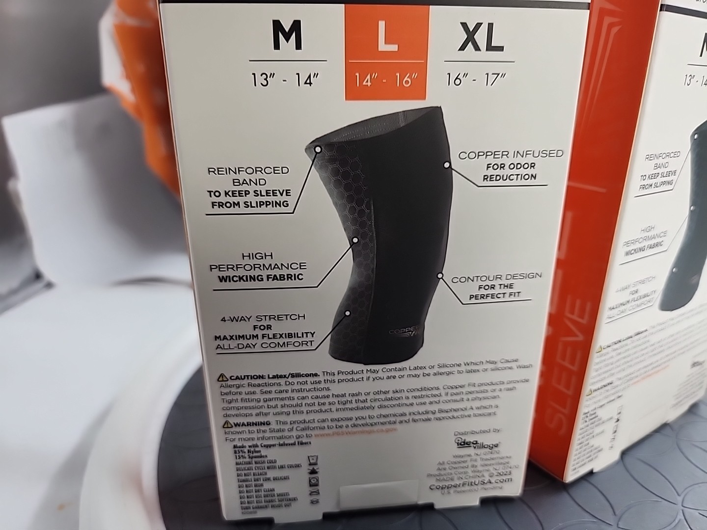 Copper Fit Freedom (Size L) Copper Infused Compression Knee Sleeve New 2 Pack