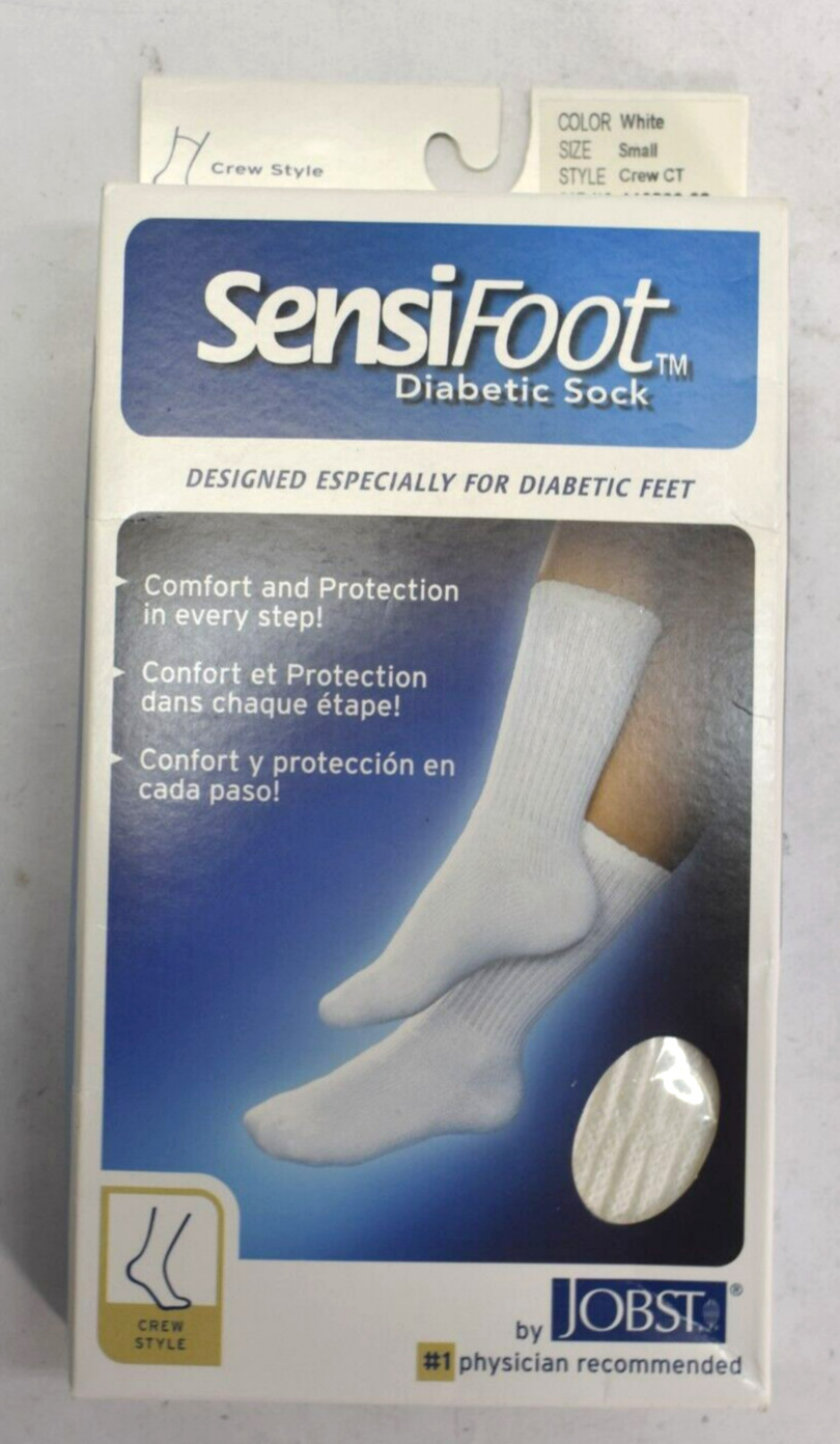 Jobst SensiFoot Diabetic CREW Socks Unisex Small White 7-9 Women 6-8 Men NEW