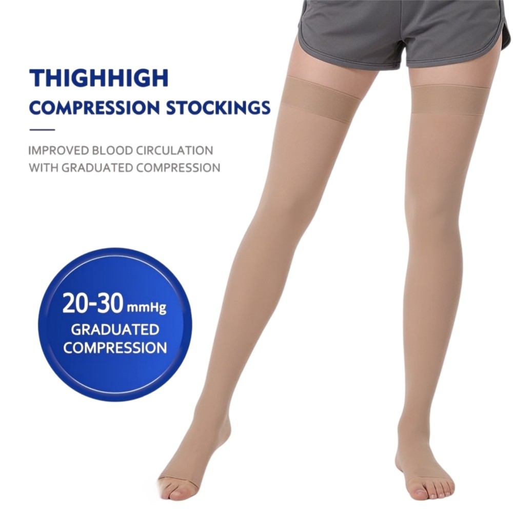 Thigh High Medical Compression Stockings Men Women Varicose Veins Socks Open Toe