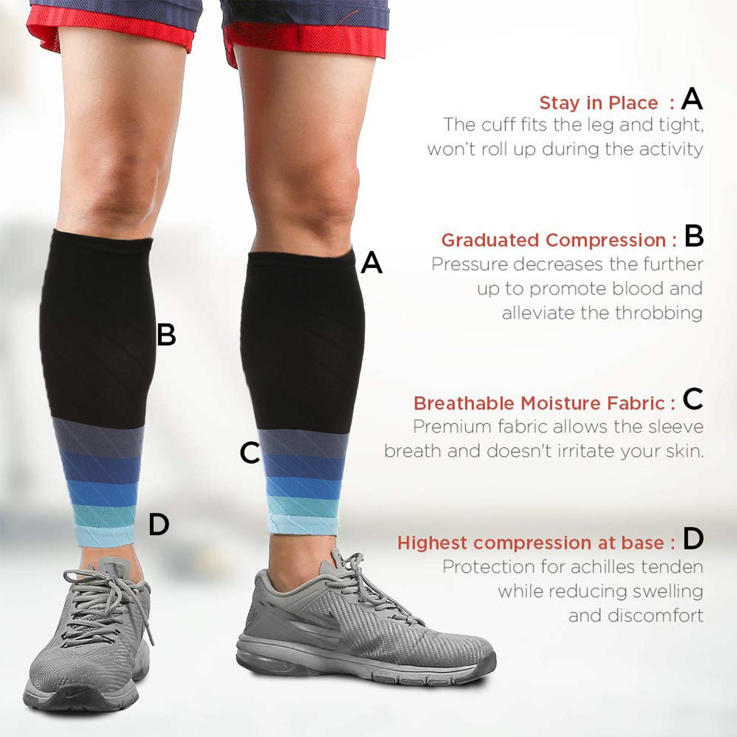 Medical Sports Calf Leg Brace Support Sleeve Compression Running Pain Relief Gym