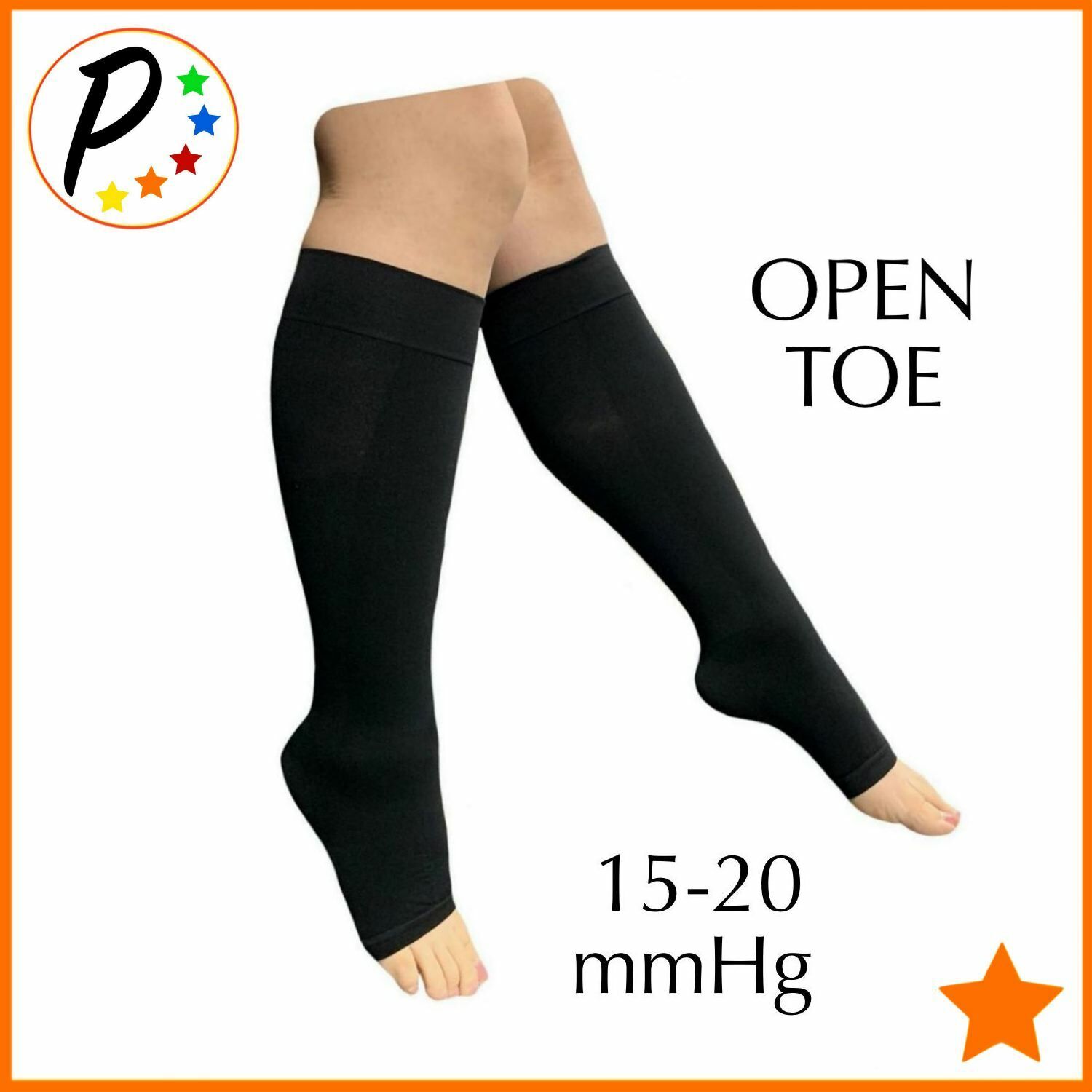 🟠 Presadee Traditional 15-20 mmHg Moderate Compression Leg Calf Open Toe Socks