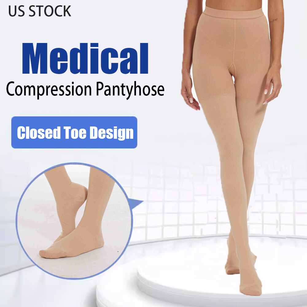 Compression Pantyhose Stockings 20-30 mmHg Moderate Support Closed Toe Stockings
