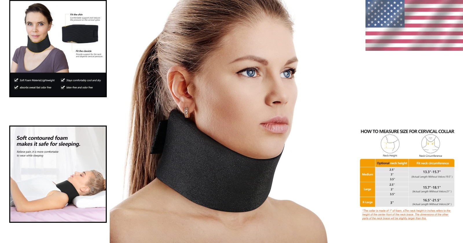 Adjustable Soft Foam Cervical Collar – Universal Neck Support for Restful Sleep