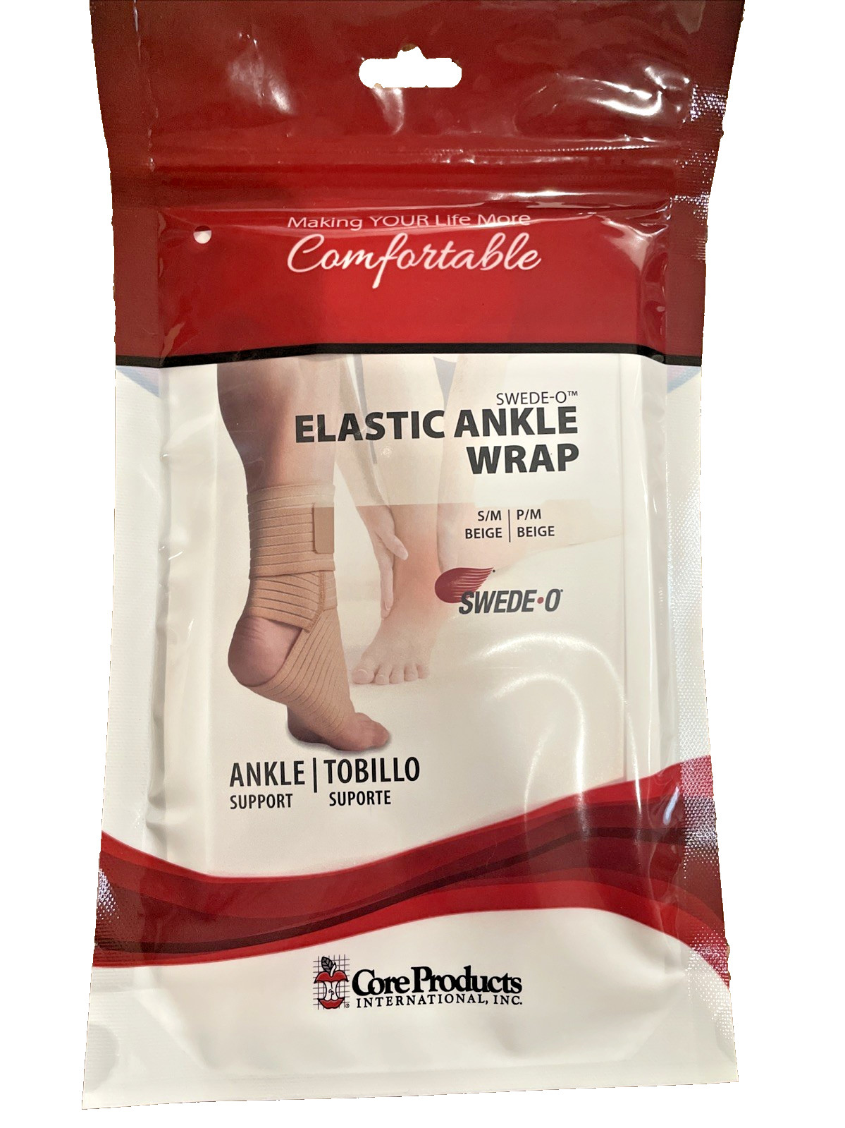 Swede-O Elastic Ankle Wrap Adjustable Strap Gentle Comfort Compression Support