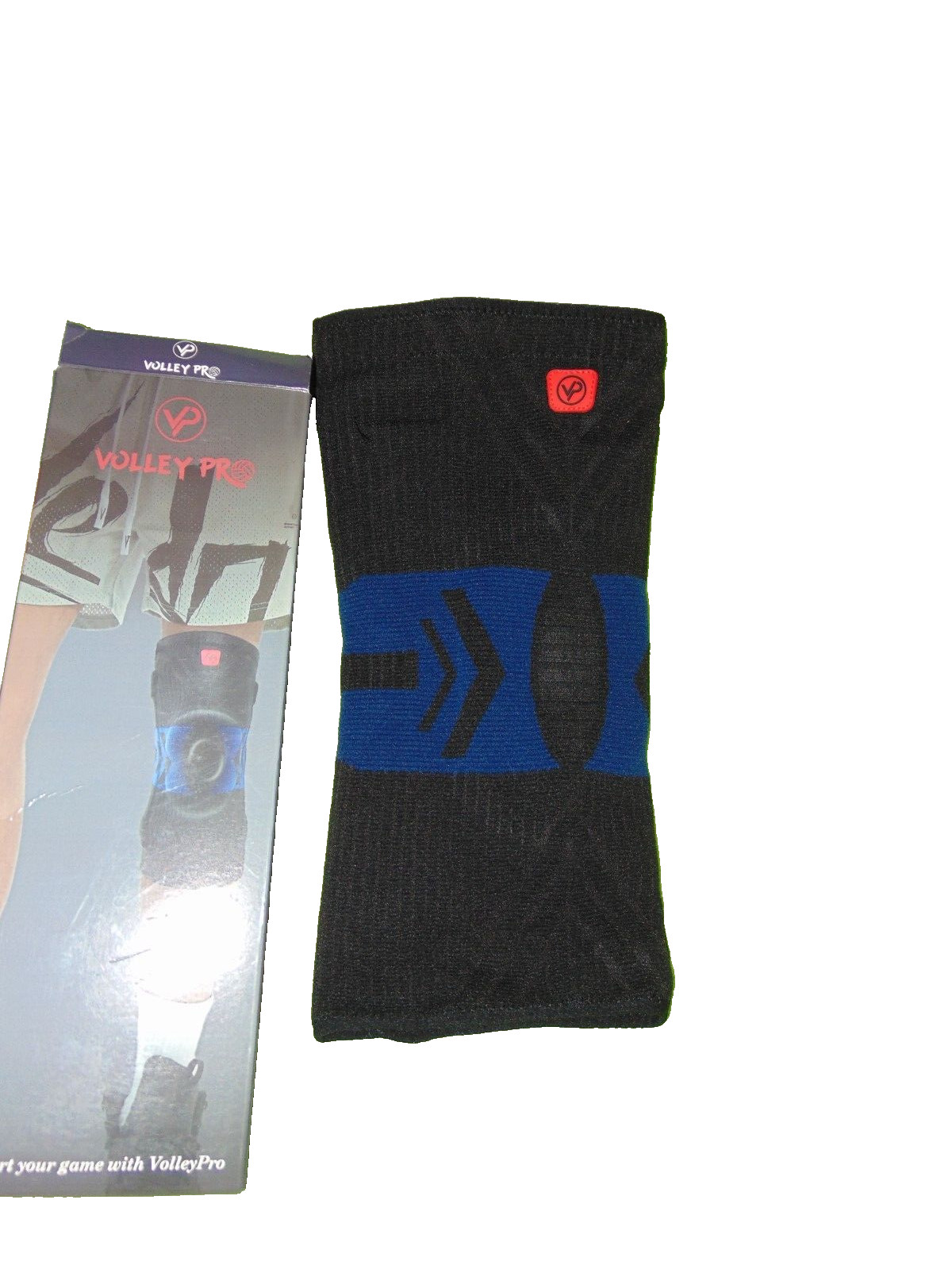 Volley Pro Compression Knee Brace Pad Large Donut Patella Support Black Blue