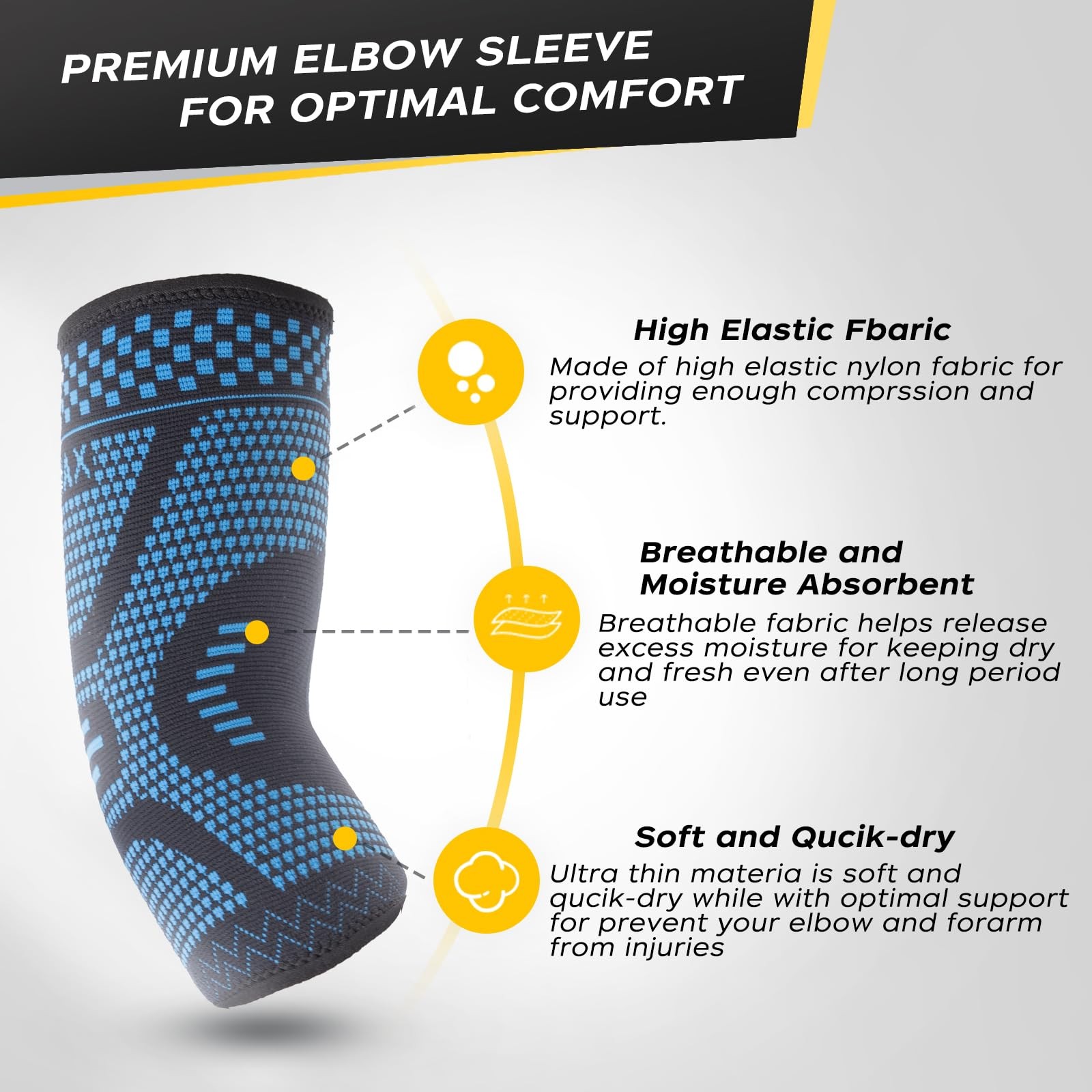 INDEEMAX Copper Elbow Compression Sleeve 1 Pair, Tennis Small, Blue-Black