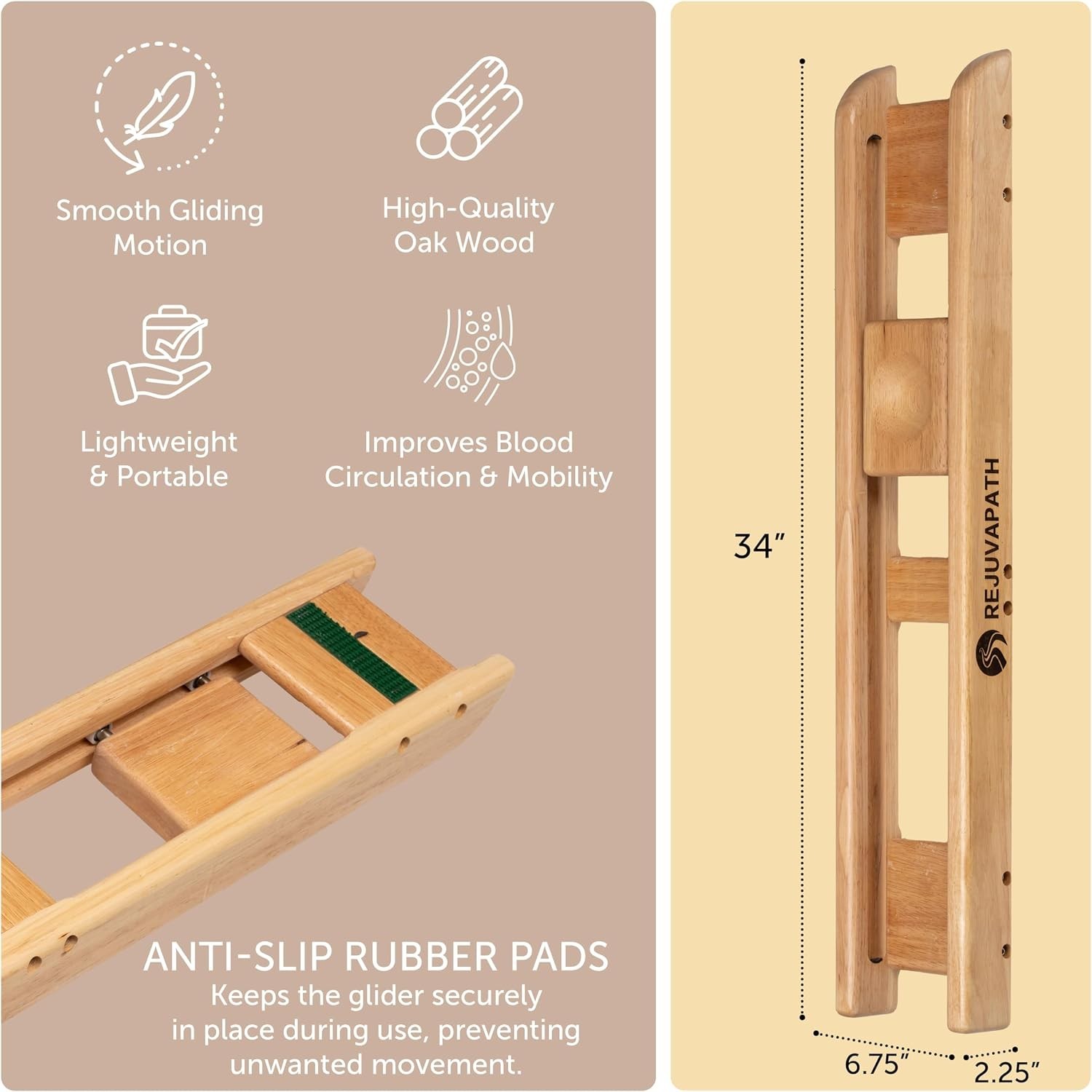 Portable Oak Slide Board – Knee & Hip Rehabilitation for Post-Surgery Recovery
