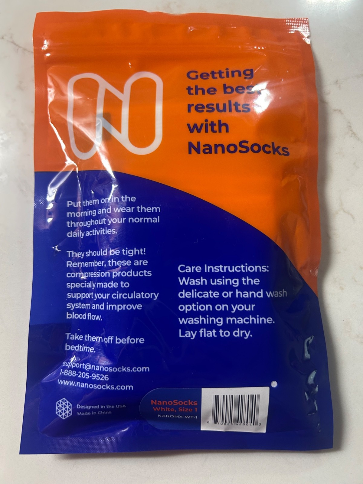 NEW Nanosocks 3D Nano-Weave Technology White Size 1 (NANOMX-WT-1) Compression