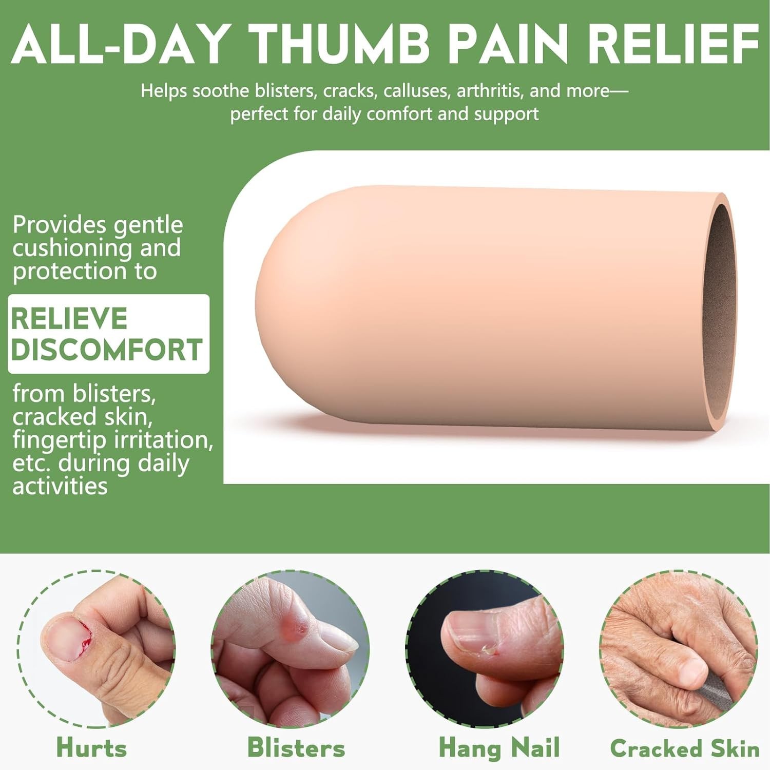 Reusable Gel Thumb Sleeves – 10 Pack Silicone Finger Protectors for Pain Relief