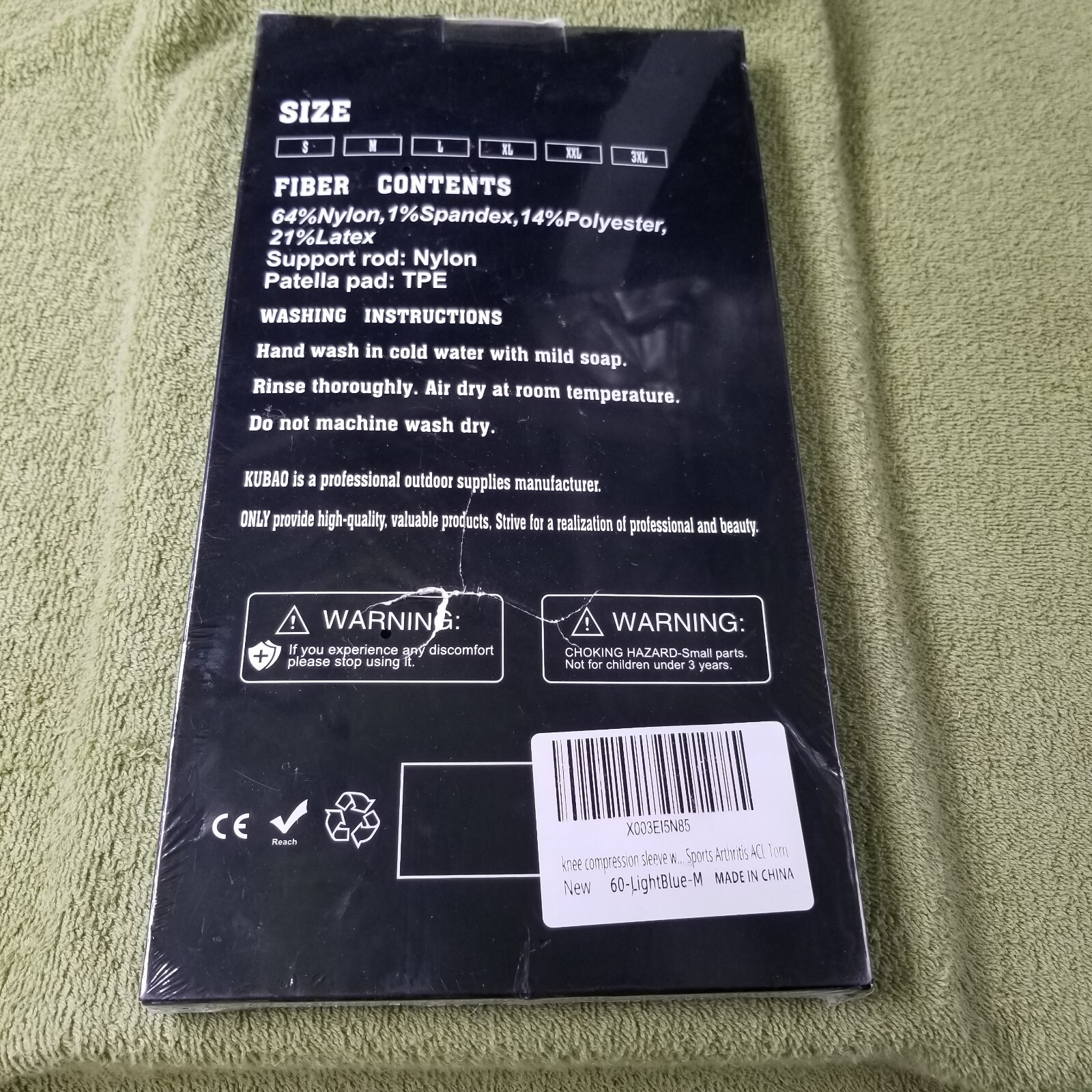 Kubao Sports Life New Knee Compression Sleeve Pain Relief Light Blue Size Medium