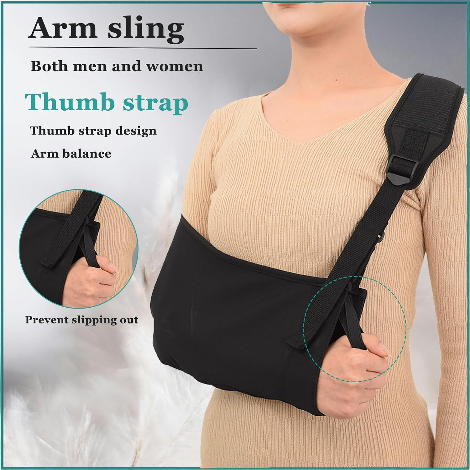 Breathable Arm Sling Shoulder Immobilizer with Pad for Rotator Cuff, Wrist & Elb