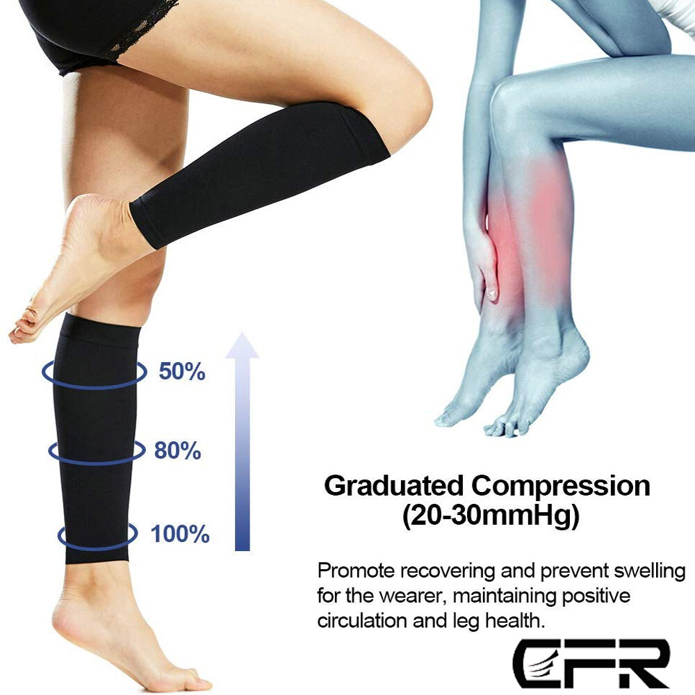 Pair Compression Socks Calf Sleeve Leg Support Brace 15-20mmHg Men Women Running