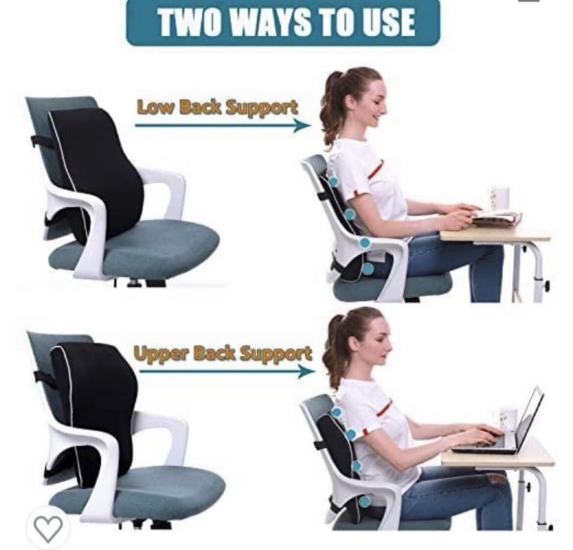 Memory Foam Lumbar Support Cushion for Home Office Car Seat Back Chair Pillow US