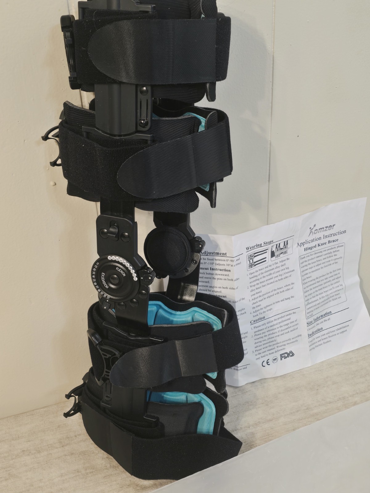 Komzer Hinged Post-Op ROM Knee Brace Universal Left or Right One Size Fits Most!