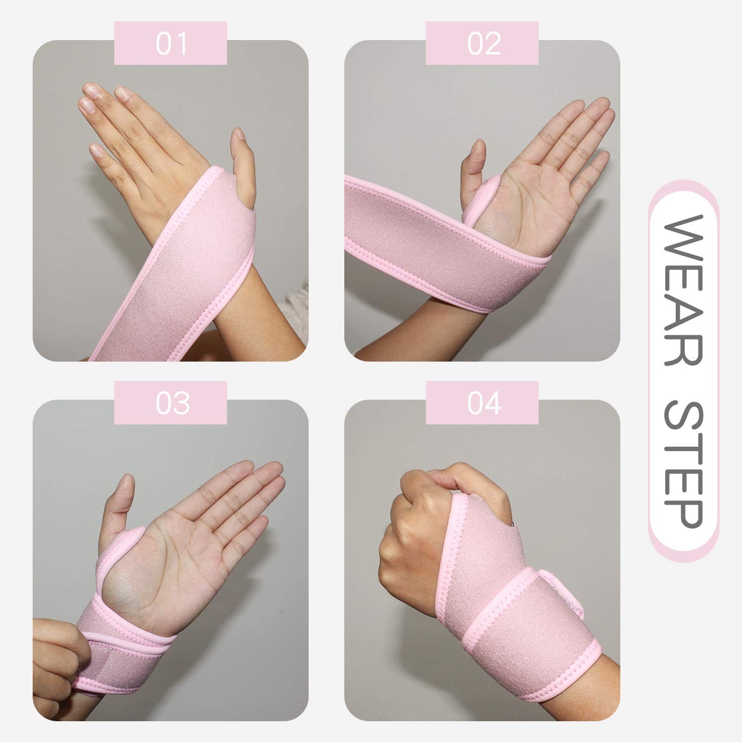 2-Pack Adjustable Wrist Brace for Carpal Tunnel Relief & Injury Support – Pink