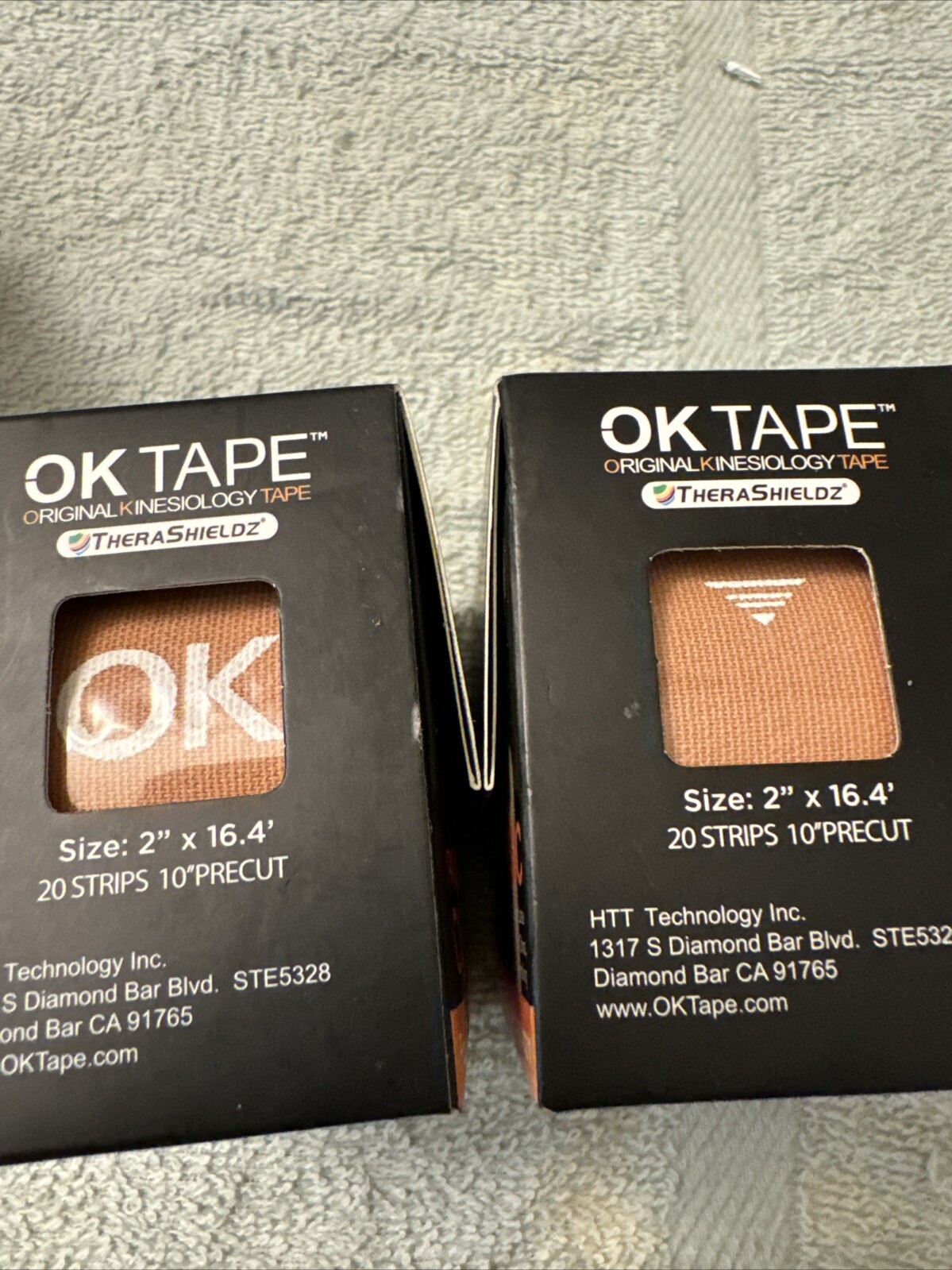 Lot Of 2 OK TAPE Kinesiology Tape 10 inches Precut, 20 Strips, Cotton Beige