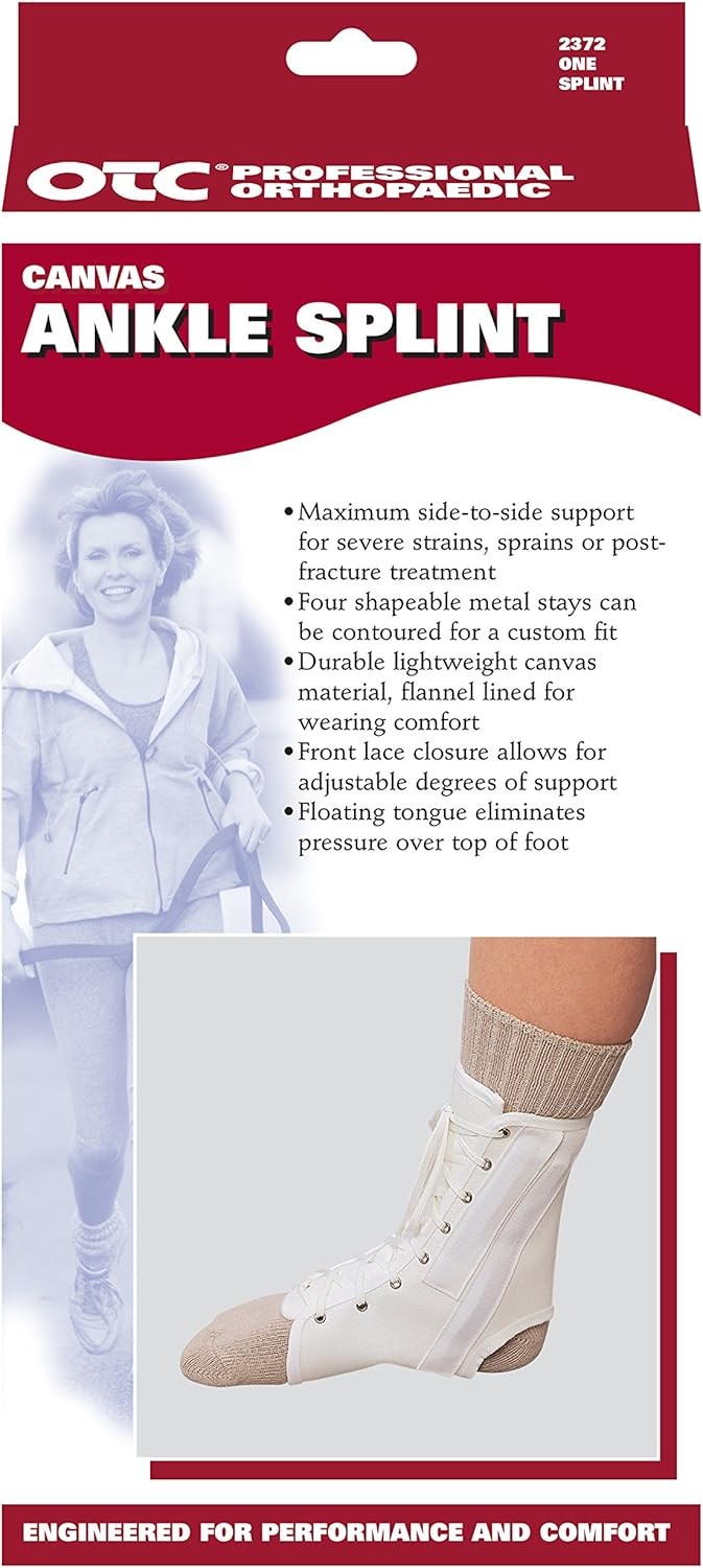 OTC Canvas Ankle Support Splint (White) X-Small