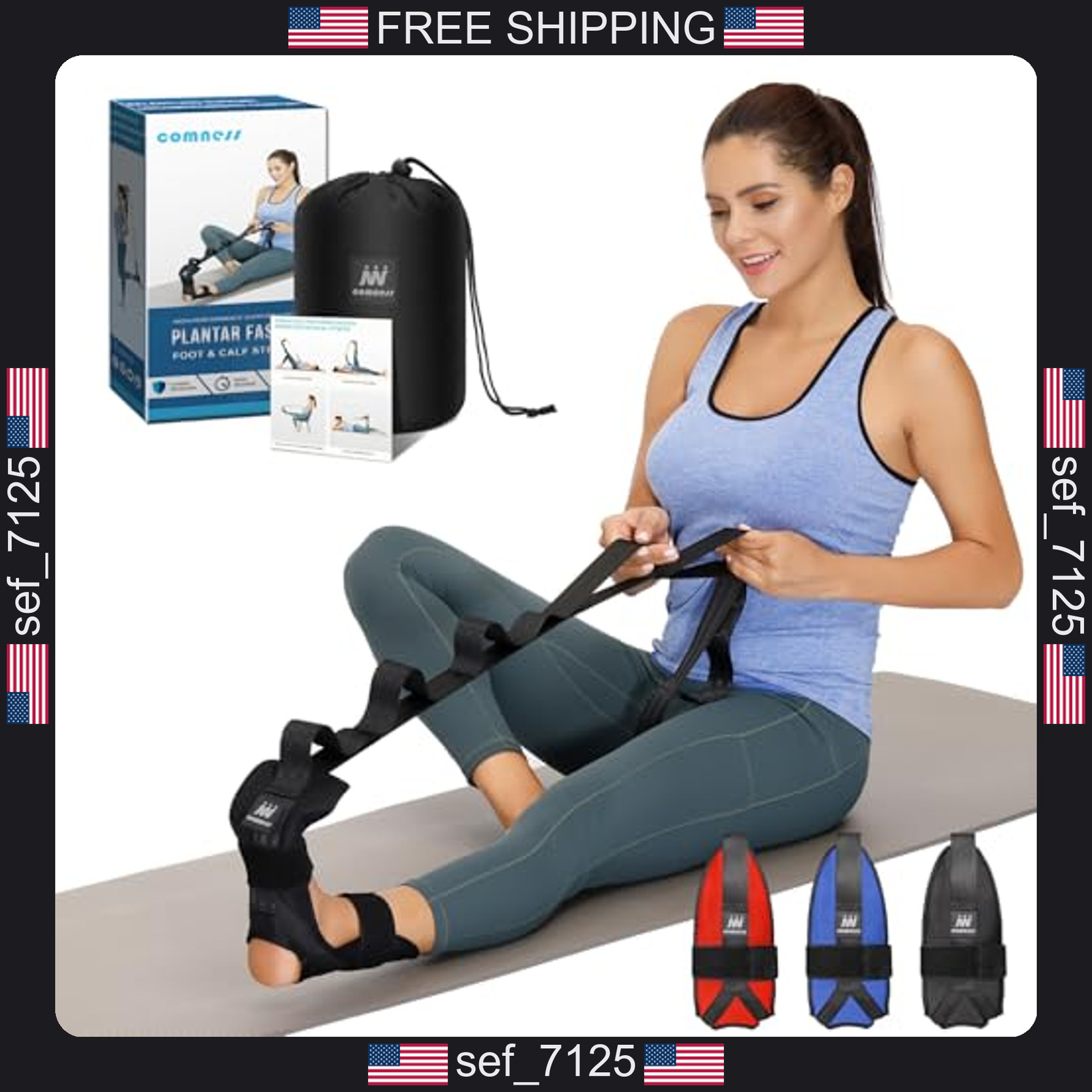 comness Foot and Calf Stretcher-Stretching Strap For Plantar Fasciitis, Heel