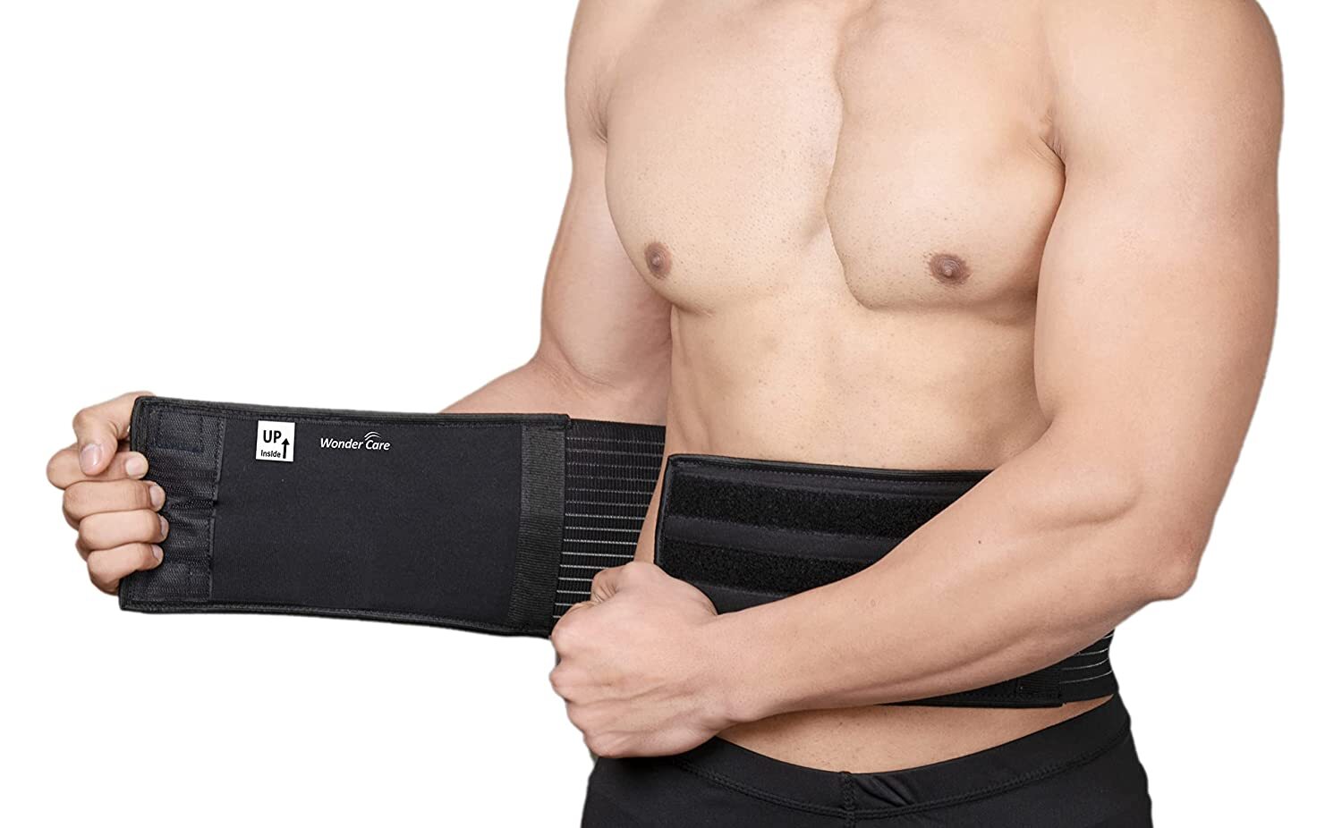 Wonder Care Umbilical Hernia Belt Hernia Support Brace with Removable -BLACK