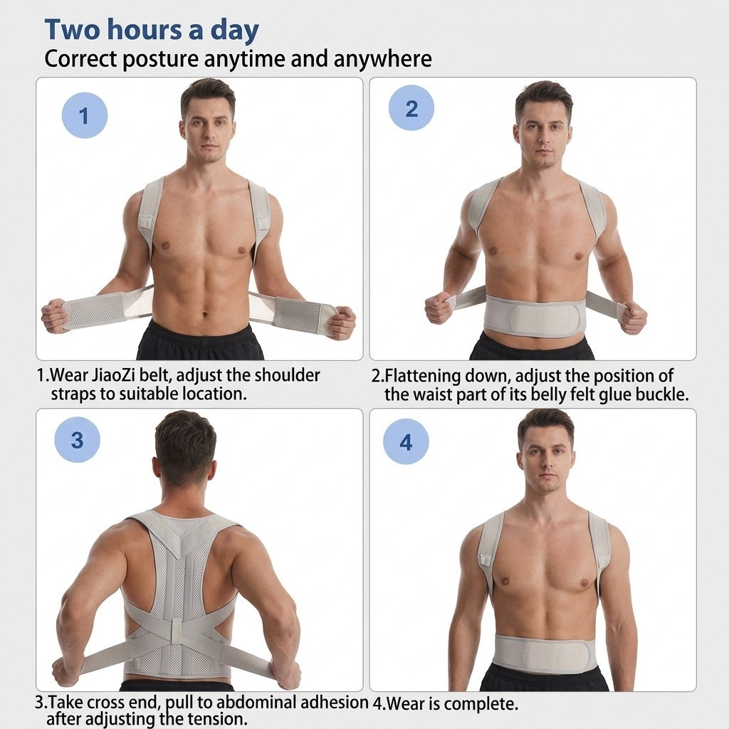 Male Female Adjustable Posture Corrector Corset Back Brace Belt Lumbar Support S