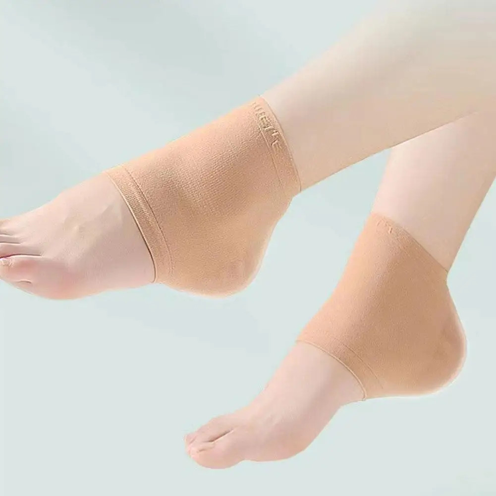 2Pcs Heel Protector Silicone Heel Moisturizing Socks Anti-Crack Protective Cover