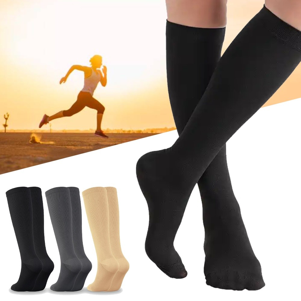 3 Pack Cotton Compression Socks (15-20mmHg) Moisture Wicking Support Stockings
