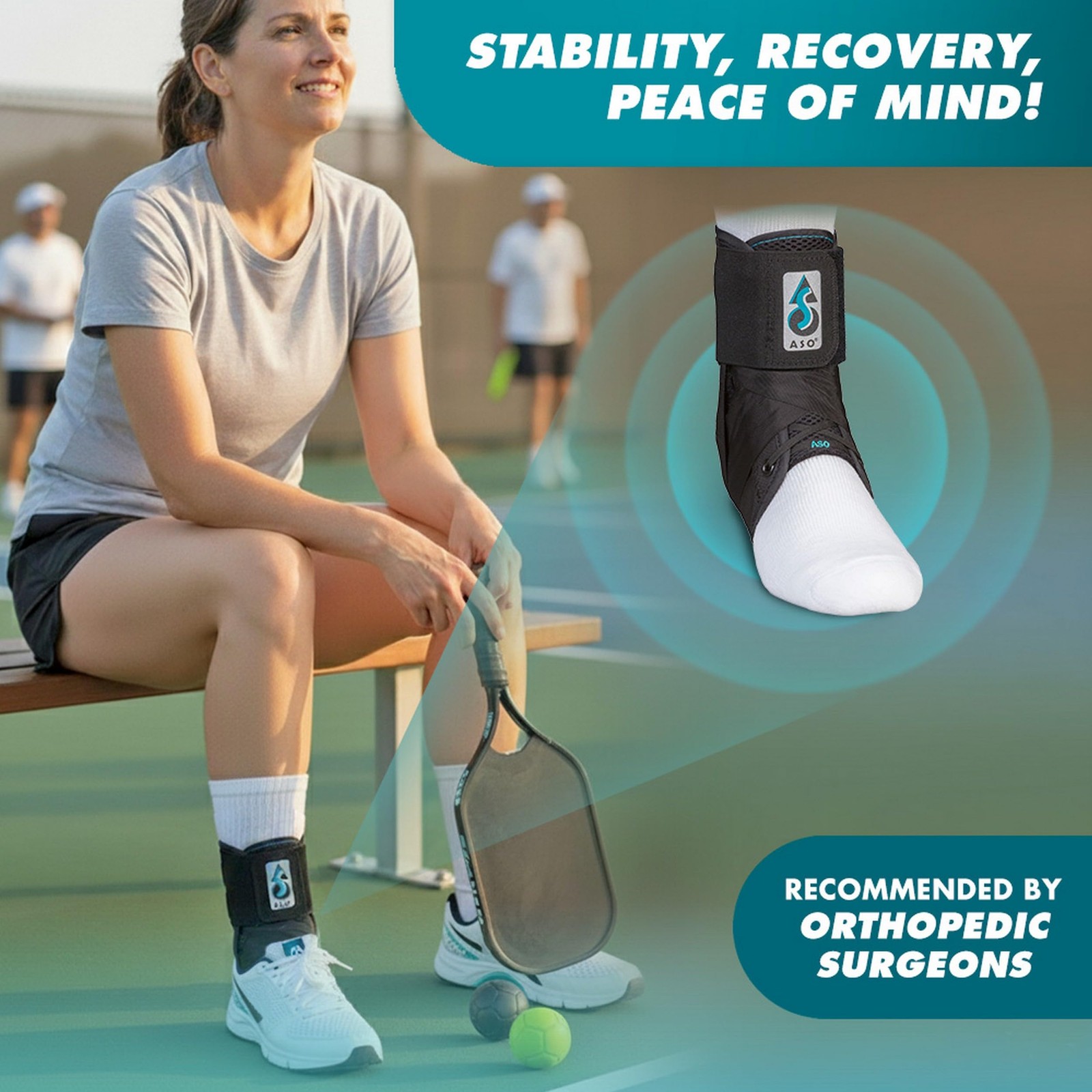 Med Spec ASO Ankle Stabilizer (Large, Black) – Lace Up Large, Black