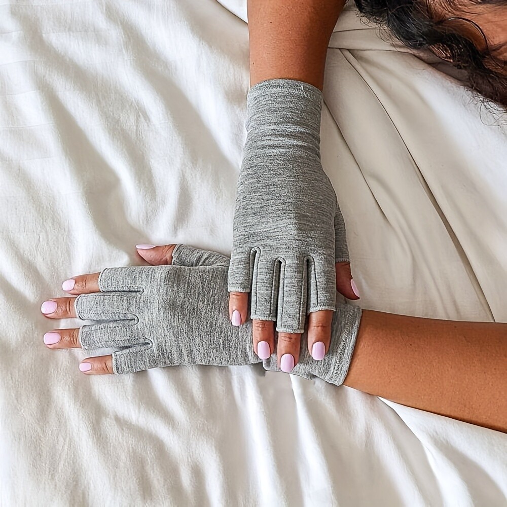 1Pair Bamboo Fiber Compression Gloves for Hand Care Exercise Wrist Brace Support