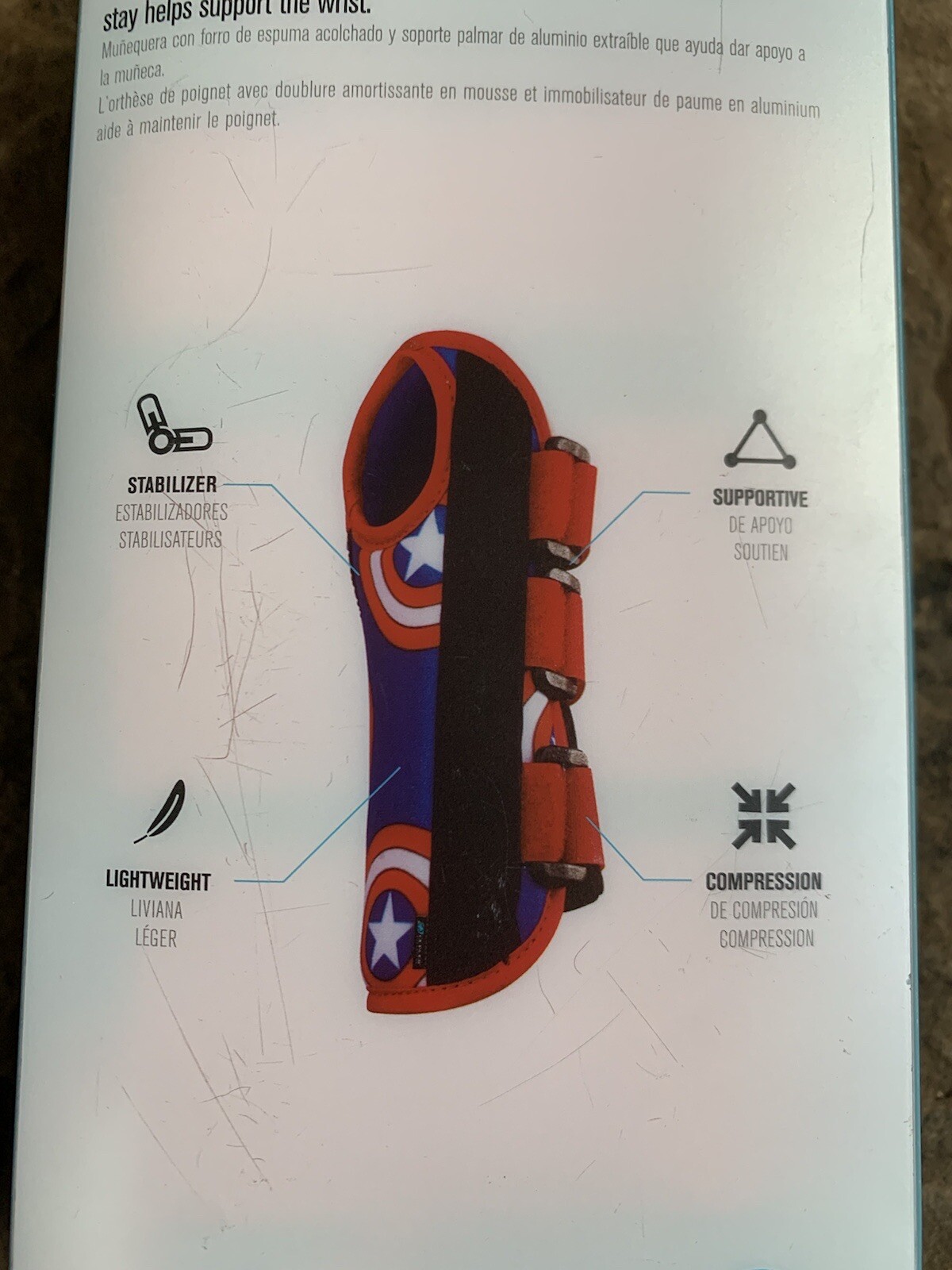 Marvel Captain American Wrist Brace. New. Donjoy Advantage Brand. Youth Left.