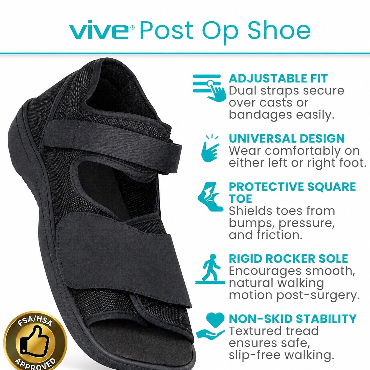 Vive Post Op Shoe XL Men 11-14 Women 12+ Medical Walking Boot BRAND NEW Black