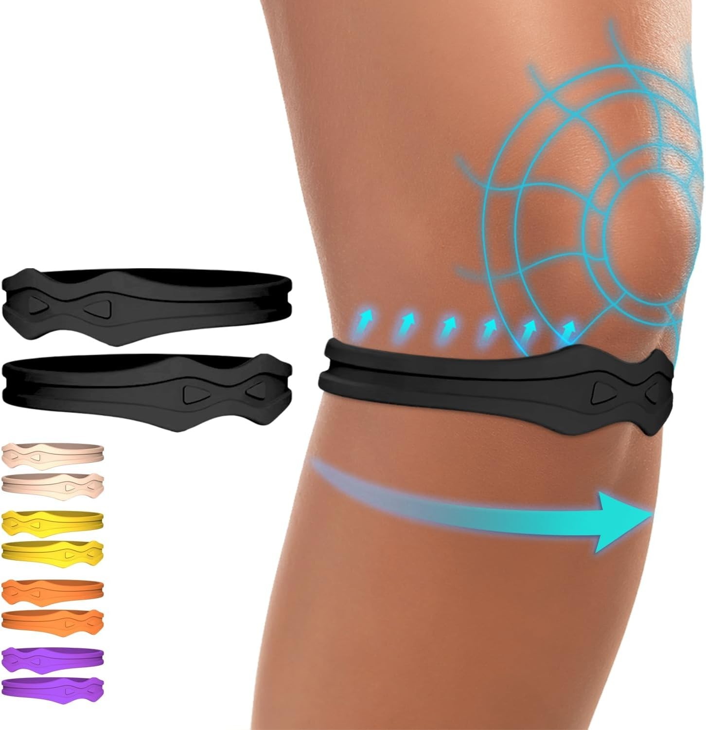 Fit Geno Knee Strap Patella Support 2 Pack Adjustable Knee Band for Tendonitis J