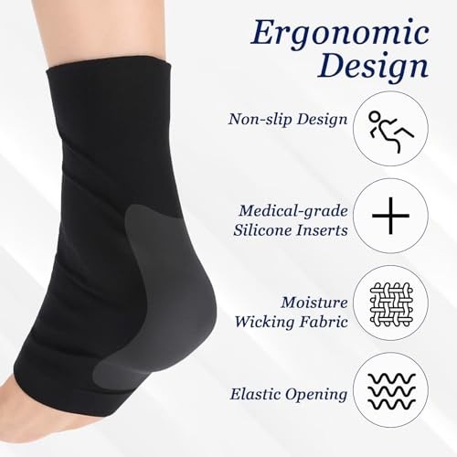 Hpmjz 2 Pcs Achilles Tendon Heel Protector Compression Padded Medium, Black