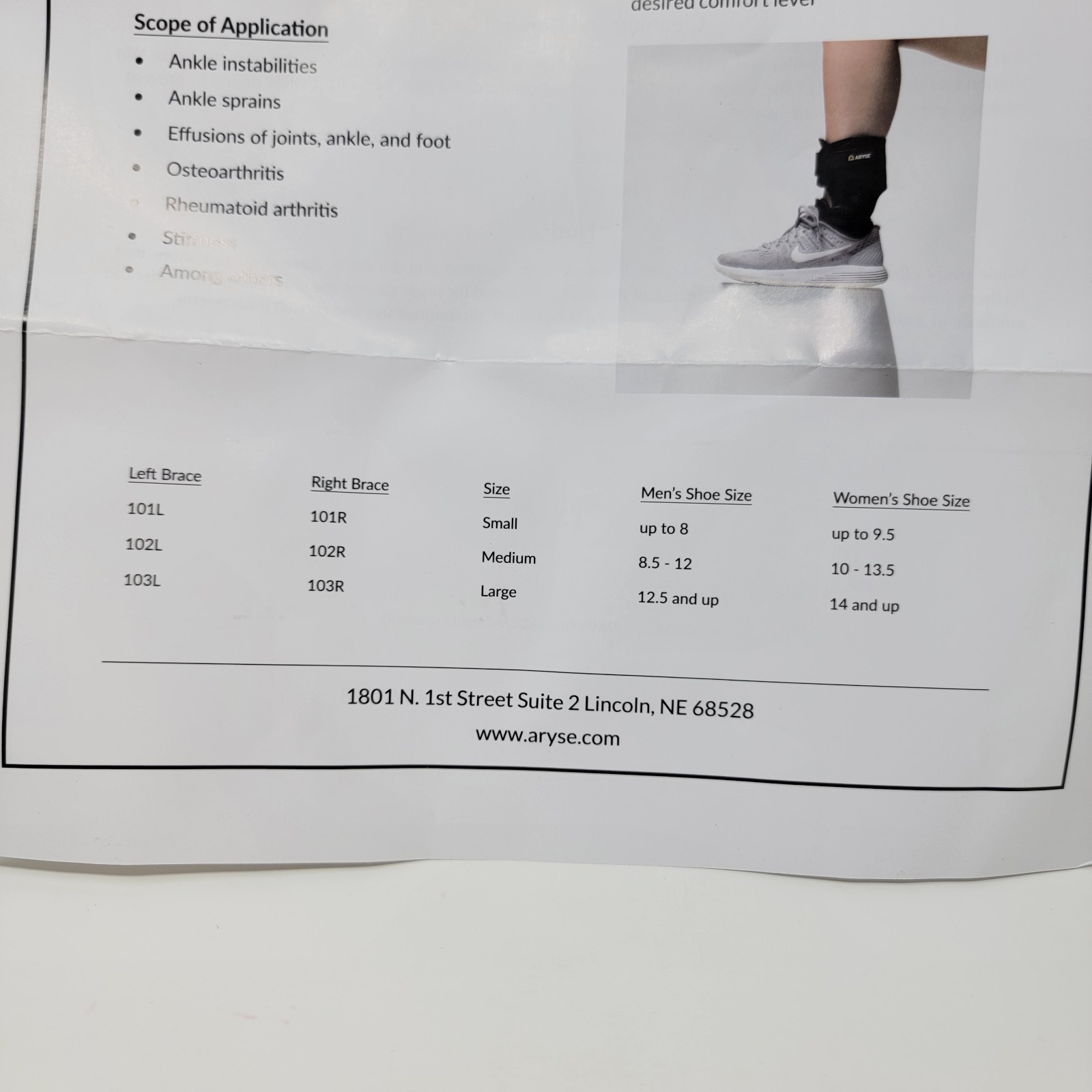 New! ARYSE AY-06-102R Medium Right – Metforce Hinged Ankle Brace M-R Black