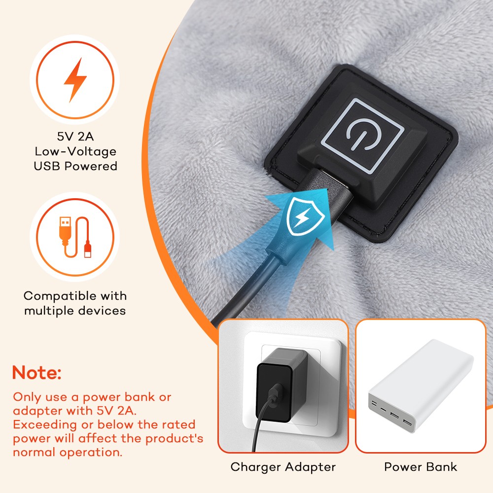 USB Heating Pad for Neck and Shoulder Winter Heated Warmer Shawl Neck Wrap Gift
