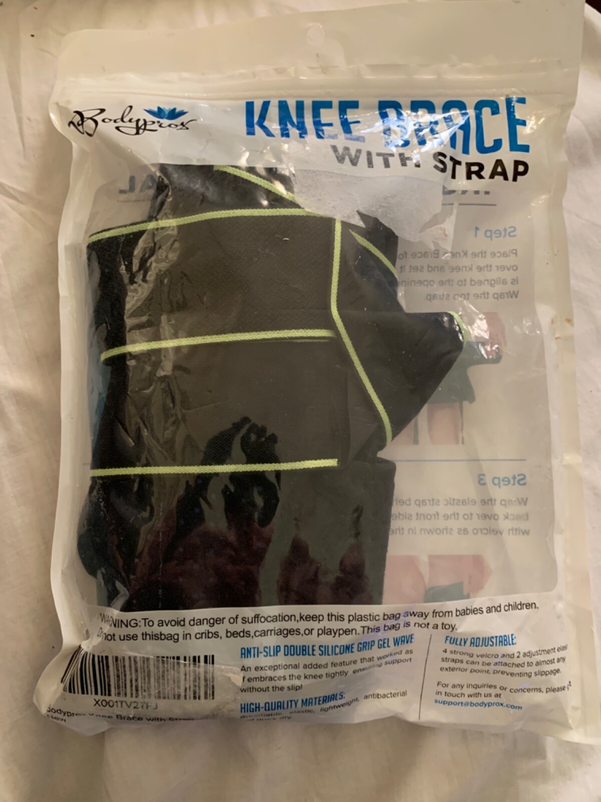 Bodypros Knee Brace With Strap-Adjustable & Anti-Slip Double Silicone Grip NWT