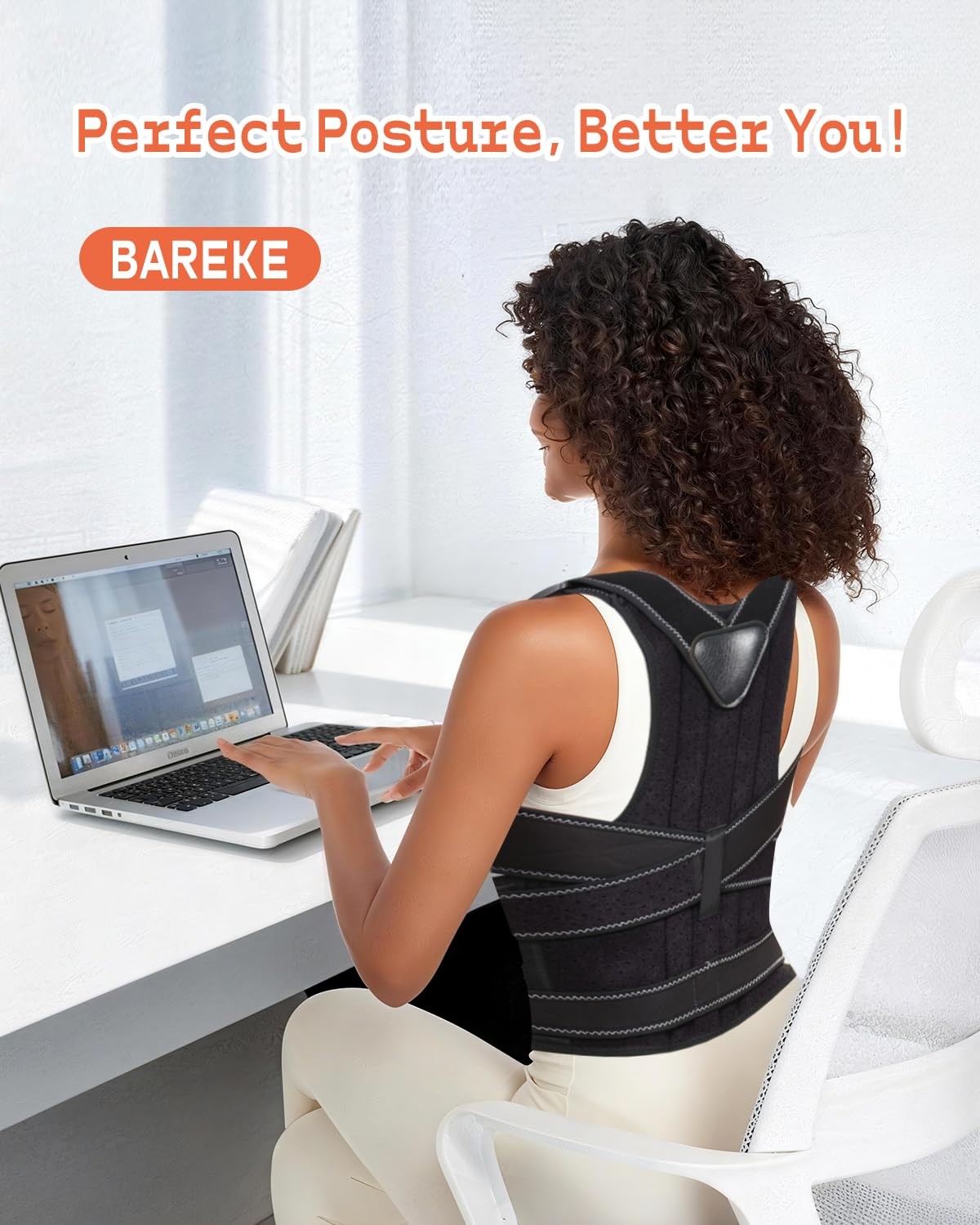 BAREKE Back Brace Posture Corrector for Women and Men: 2-in-1 Small, black