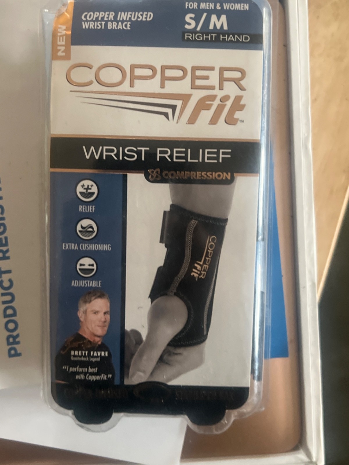 NIB Copper Fit Rapid Relief, Wrist Brace Adjustable Fits Right Wrist S/M