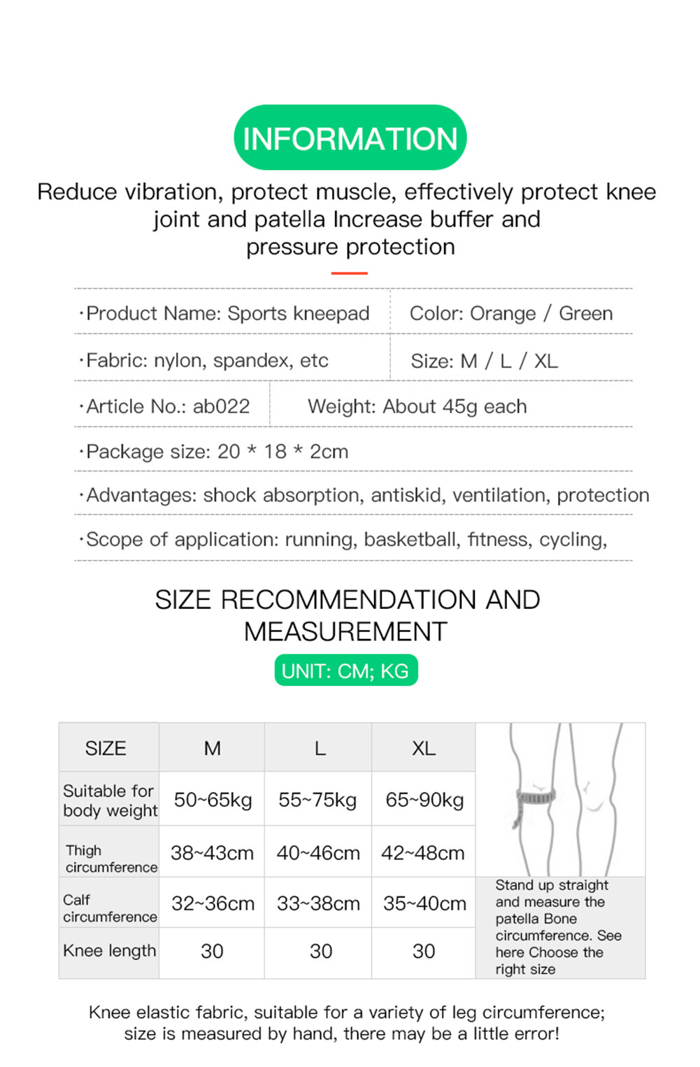 Compression Support Sleeve Sports Knee Braces for Knee Pain Elastic Knee Pads US