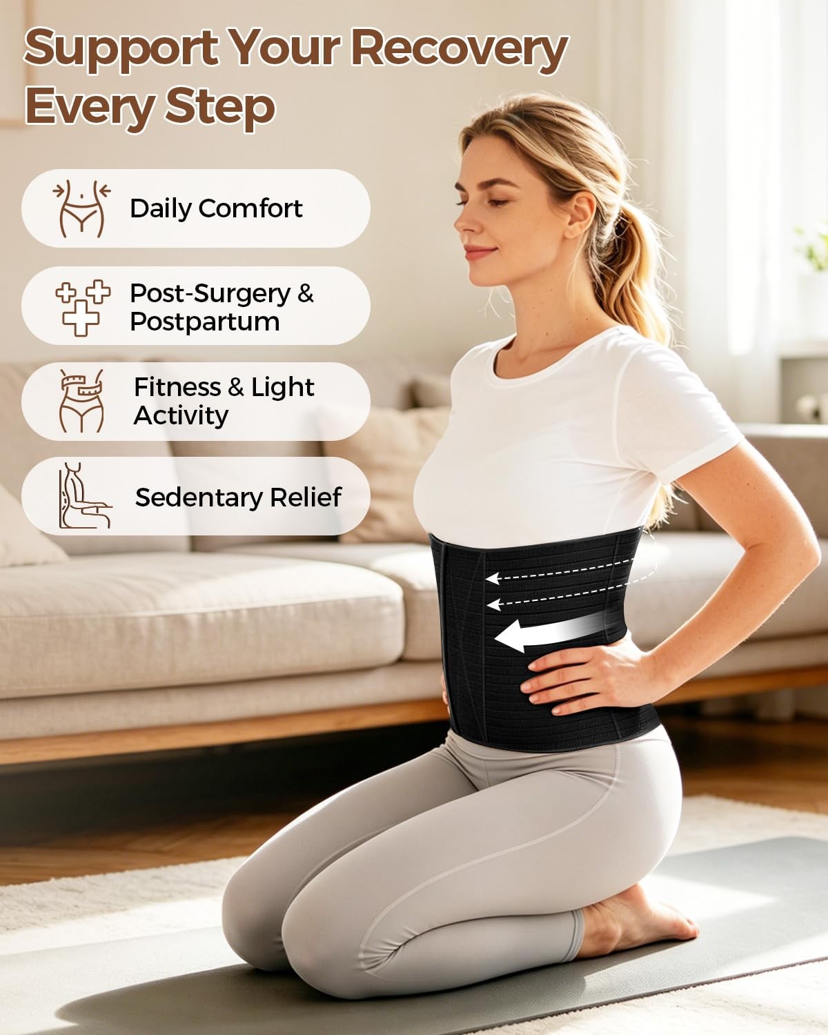 Abdominal Binder Post Surgery Belly Band Wrap for Women Men 9″ Wide