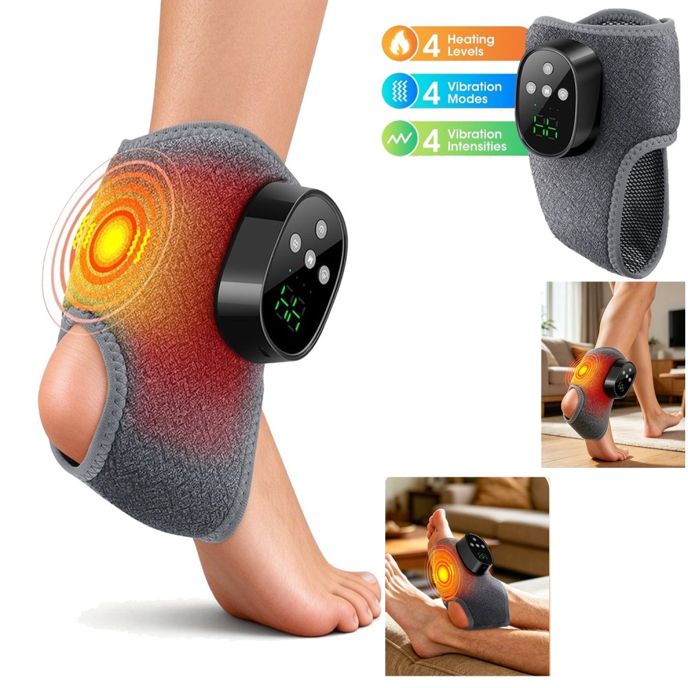 Electric Heated Ankle Guard Massager for Right or Left Foot Vibration Massage