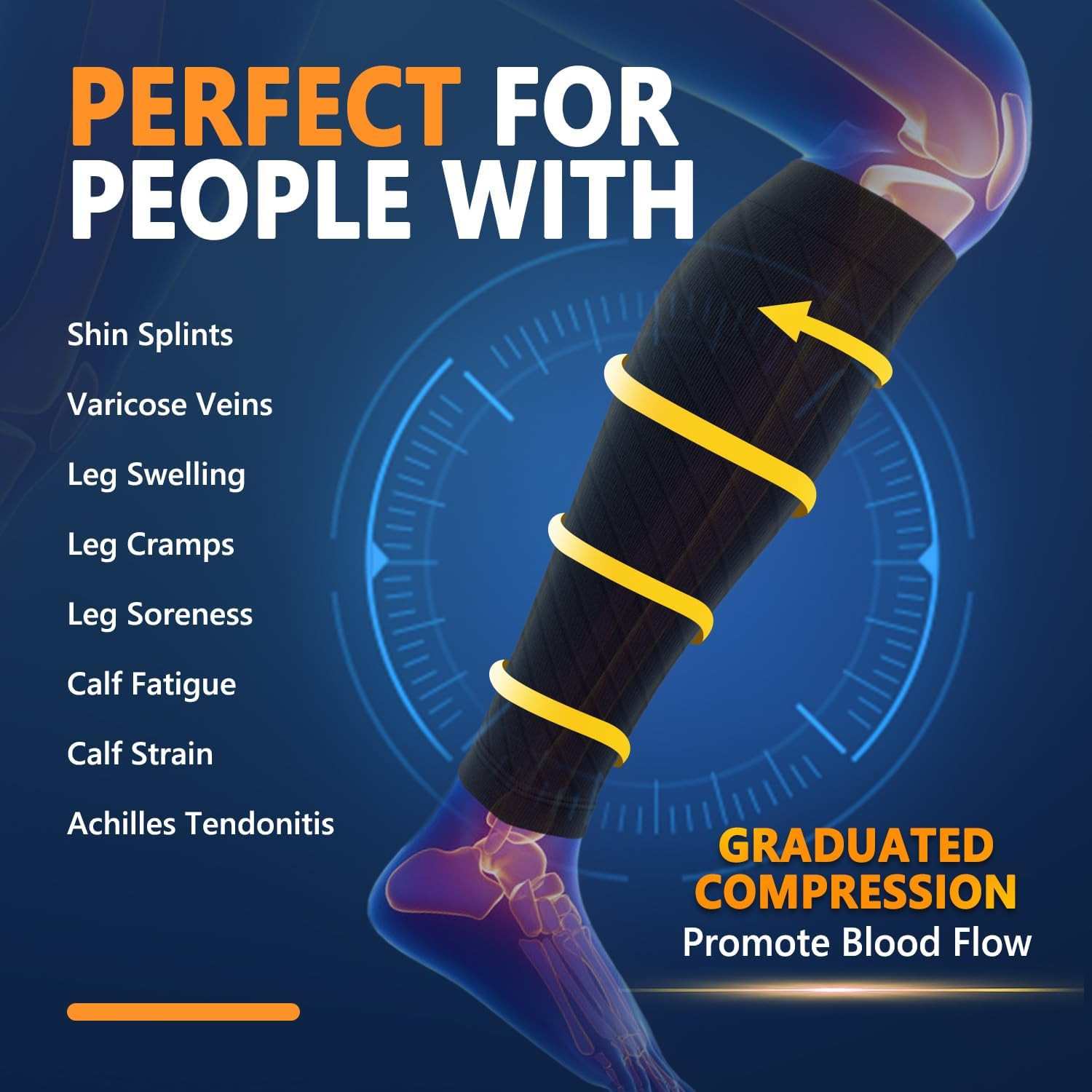 3 Pairs Calf Compression Sleeves for Men & Women – Footless Compression Socks Le