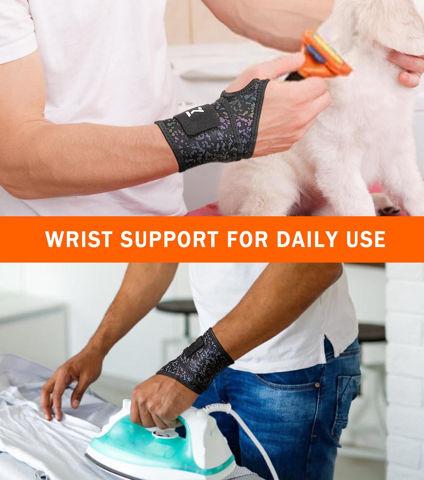 FVVWVV 1Pair Wrist Brace with Wristbands, One Size, Multicolor