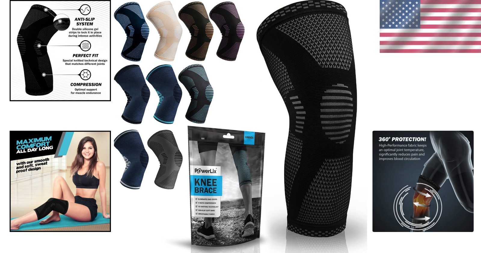 Advanced Knee Support Sleeve – Compression, Pain Relief for All Sports, Large