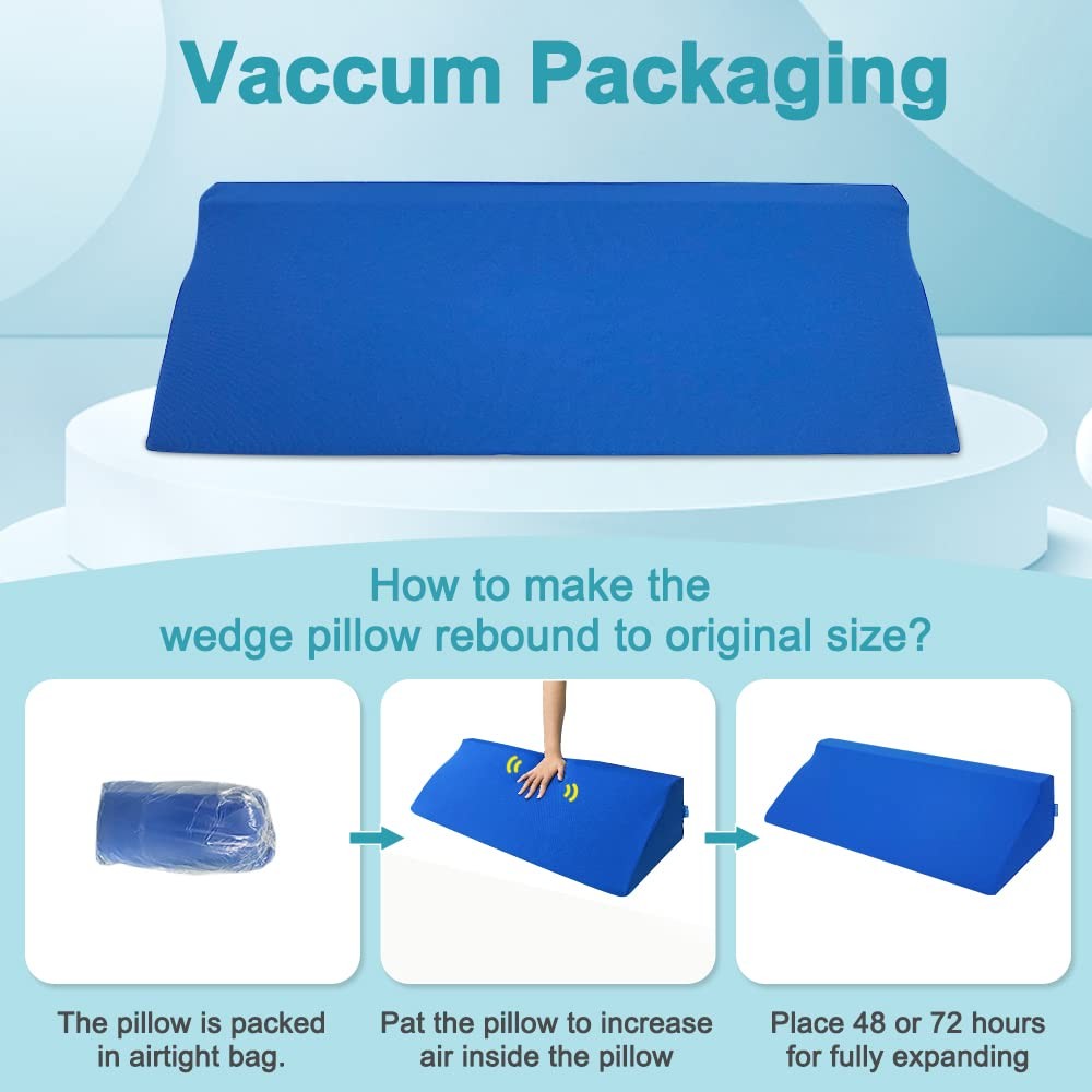 AOSSA Wedge Pillow for Sleeping, Foam Body 1 Count (Pack of 1), Blue