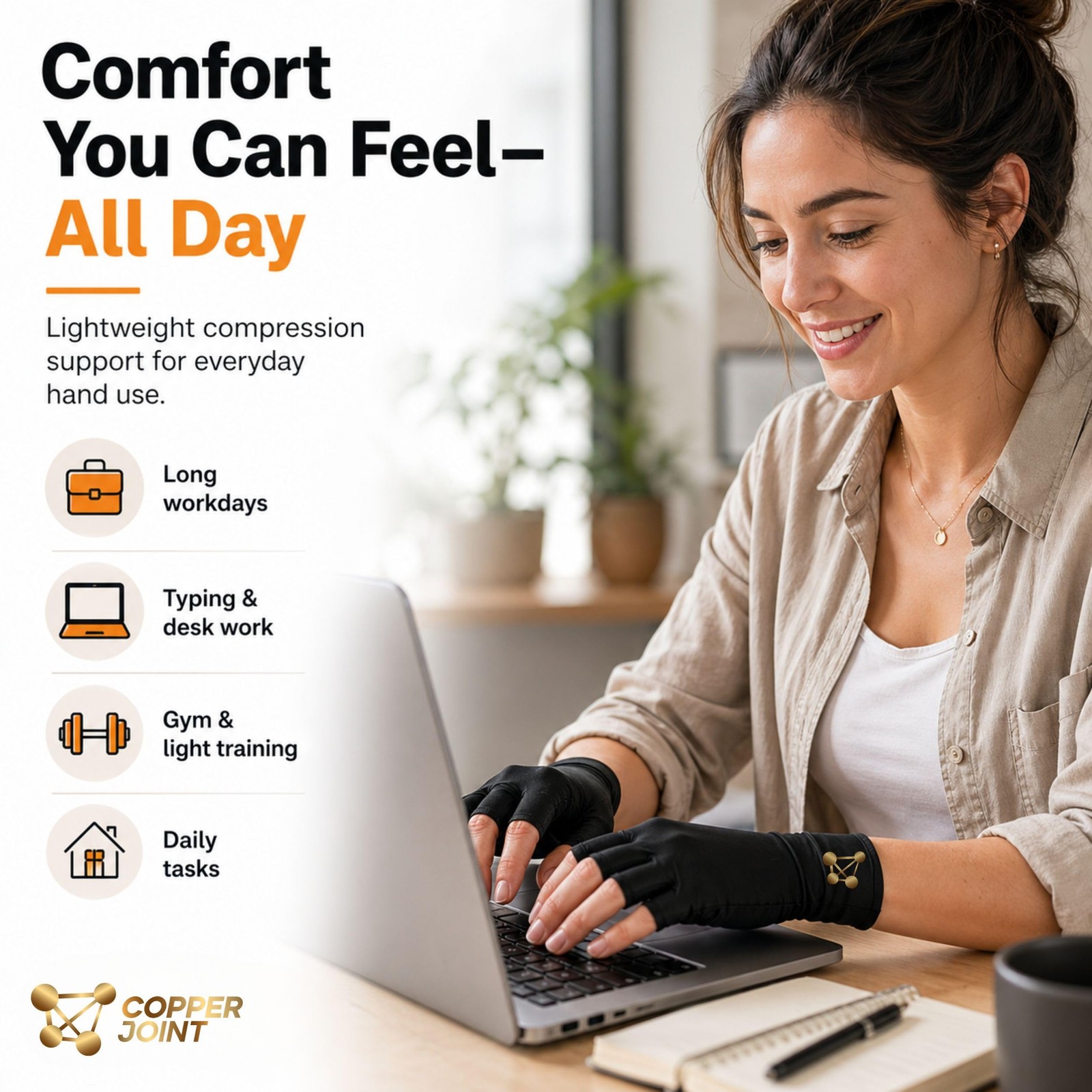 Fingerless Compression Gloves for Women and Men, Small