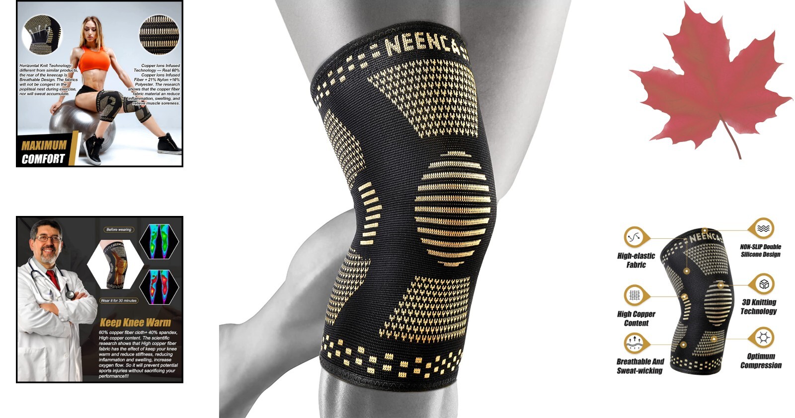 Pro Copper Knee Sleeves – Precision Pain Relief and Arthritis Support – XX-Large