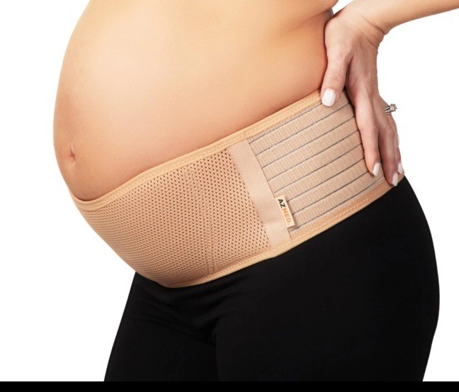 AZMED Maternity Belt Back Support – Adjustable Abdominal One Size, Beige