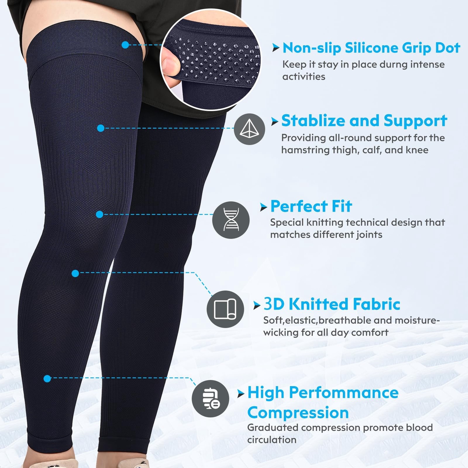 KEKING Full Leg Compression Sleeves, 20-30mmHg Graduated, Unisex, Running | T…