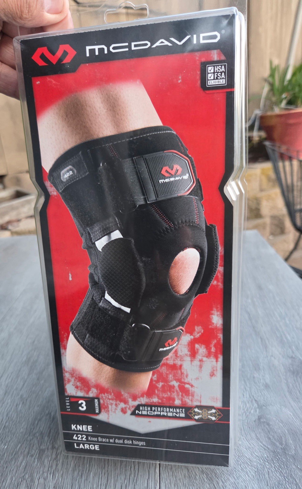 McDavid 422 Knee Brace Dual Disk Hinges Level 3 Large Black Neoprene
